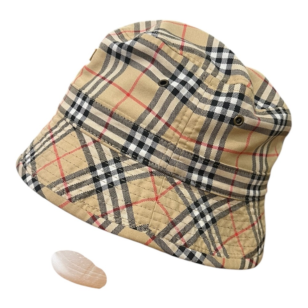 Burberry Hat Womens Small 22" Reversible Bucket Nova Check Plaid Y2K With Logo - Picture 3 of 10